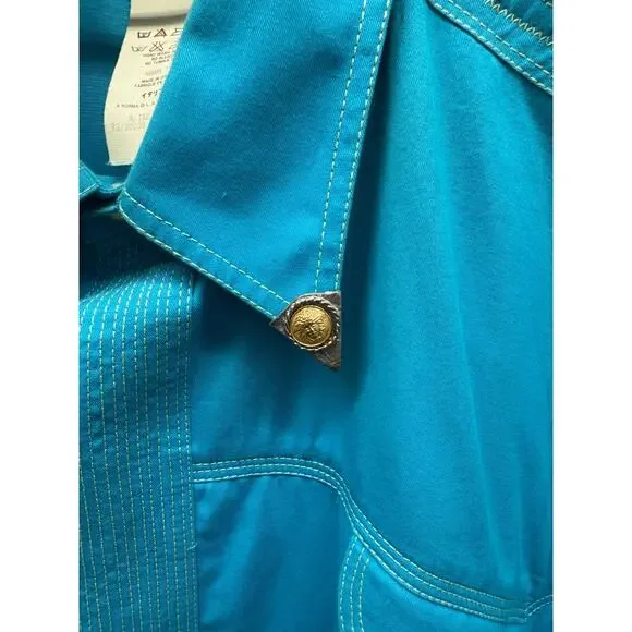 Gianni Versace Vintage Turquoise Cotton Western Shirt Size 50